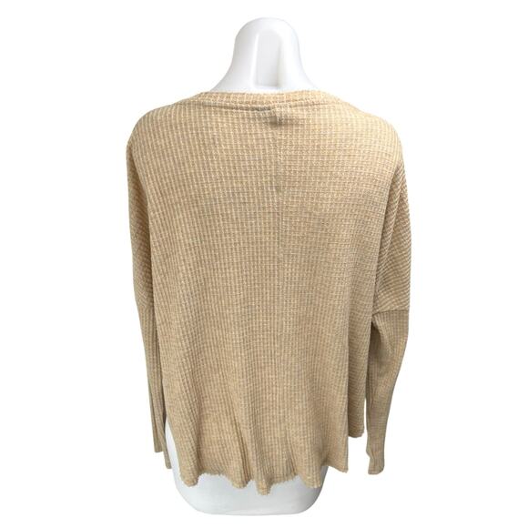 Urban Outfitters Out From Under Tan Waffle Knit Button Up Cardigan Sweater Top M - Picture 2 of 4